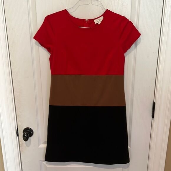 Ann Taylor Loft Color Blocked Striped Dress - Picture 1 of 5